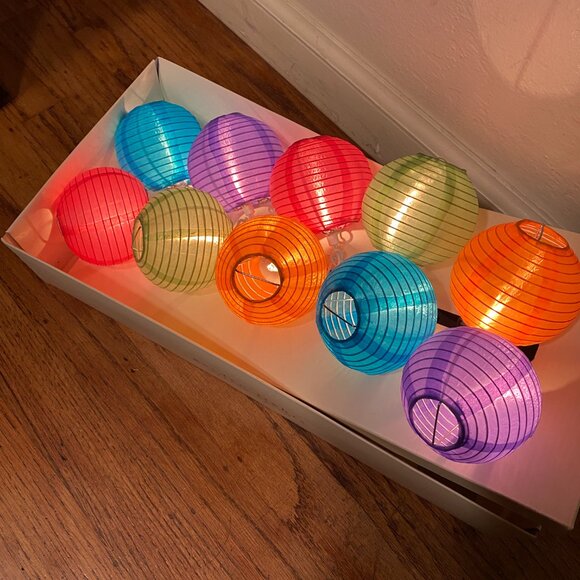 Pier 1 Imports Garden Party Lights – 2 sets of Multicolor Lantern String Lights - Picture 2 of 10